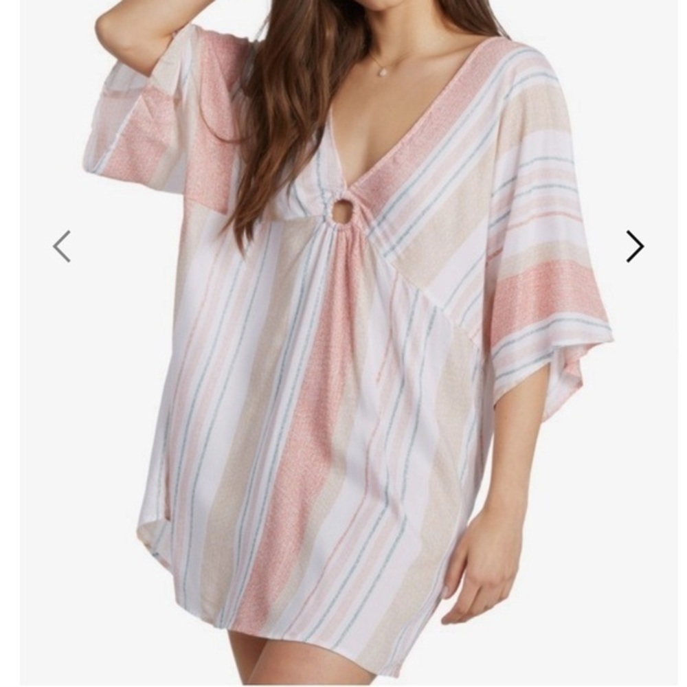 Roxy Striped Swim Coverup in Pink and Beige